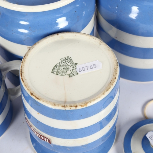 345 - A pair of T. G. Green Cornishware storage jars, with Green Shield back stamps, 15cm, a smaller match... 