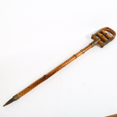 47 - A Victorian bamboo folding shooting stick, the seat marked Bte S.G.D.G., W73cm