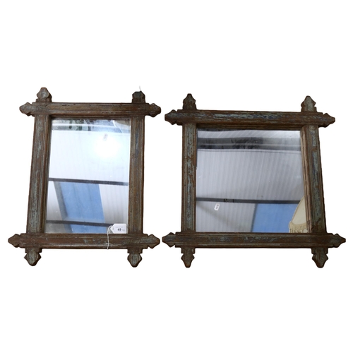 49 - 2 similar wall mirrors in Oxford style painted frames, 46 x 57cm, and 56 x 56cm (2)