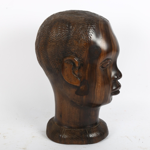 50 - A large African Tribal carved hardwood head, H30cm