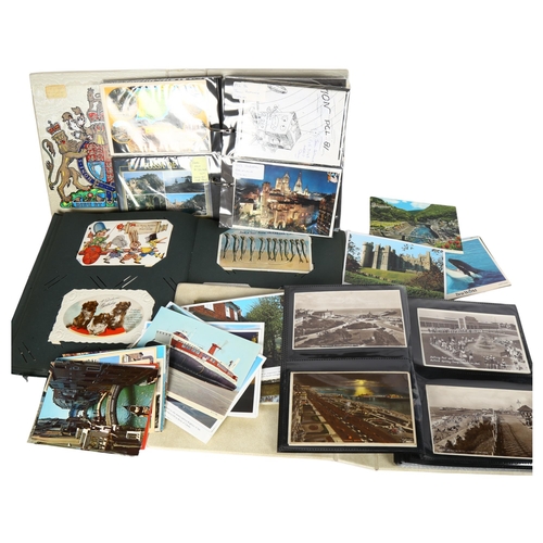 67 - 3 postcard albums, including topographical, greetings, and 1 of later 20th century postcards