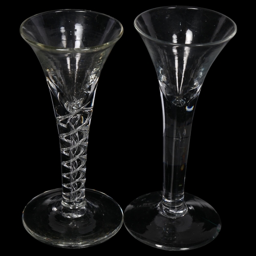 95 - A 19th century deception glass, with a clear glass twist stem, H15.5cm, and a Georgian wine glass of... 