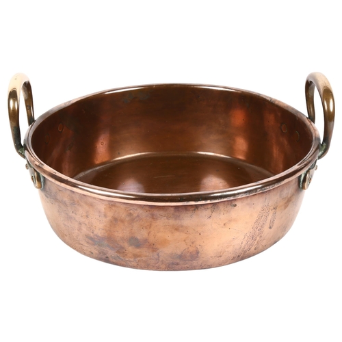 357 - A 19th century 2-handled copper preserve pan, diameter 37cm overall