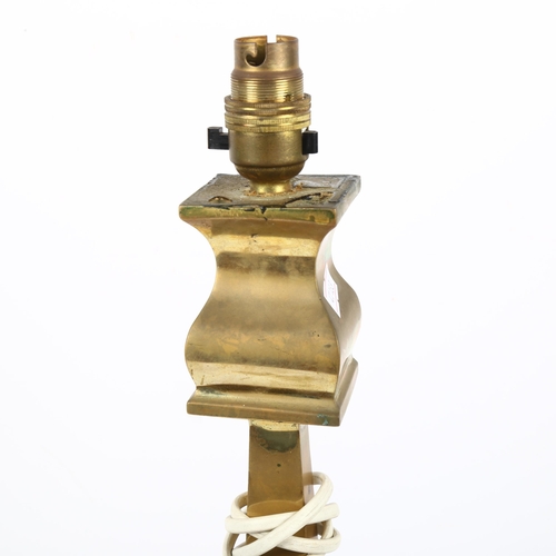 362 - Art Deco 4-sided brass table lamp, height to bayonet 40cm