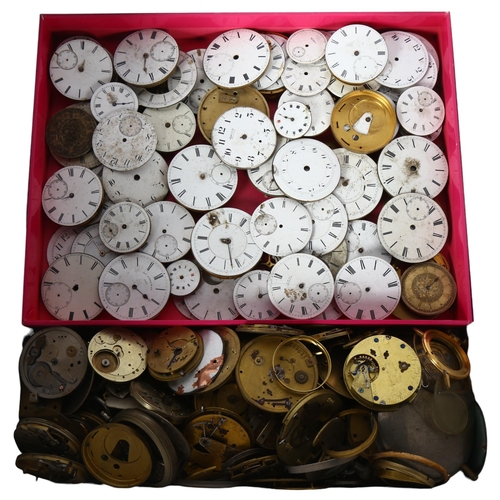 370 - A collection of pocket watch dials and fitments etc