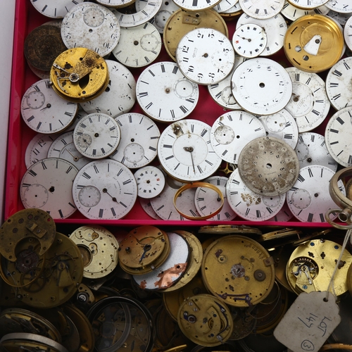 370 - A collection of pocket watch dials and fitments etc