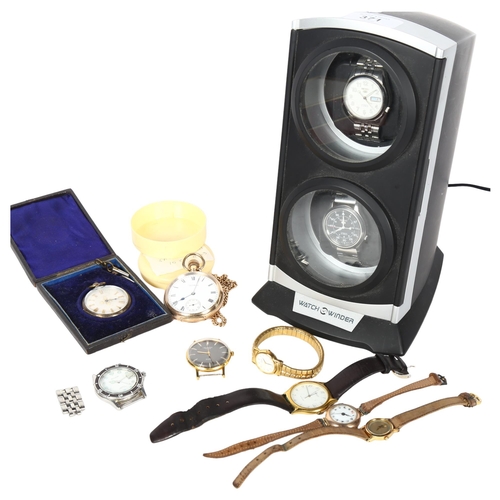 371 - Pocket watches, wristwatches and an electric watch winder