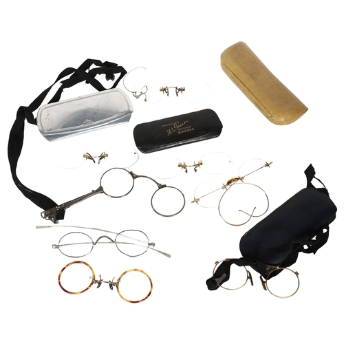 388 - Antique spectacles, pince-nez etc