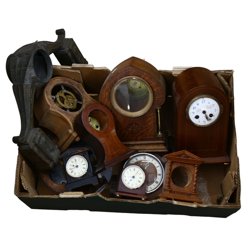 396 - A box of various mantel clocks