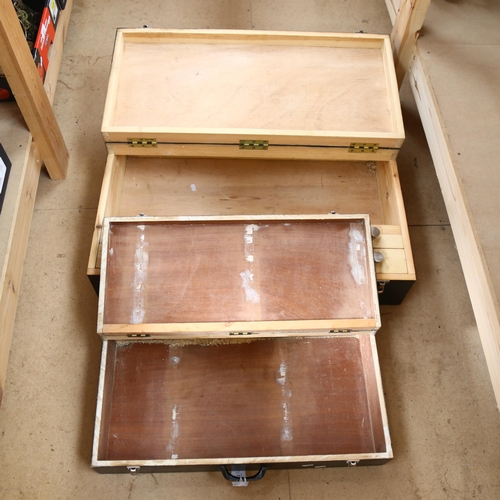 442 - 2 Vintage carpenter's/joiner's toolboxes, no tools included, largest L80cm, H20cm, W50cm