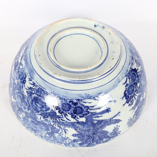 457 - A Japanese blue and white transfer printed fruit bowl, diameter 30cm