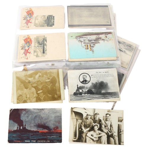 143 - A collection of early 20th century Naval interest postcards, many World War I related