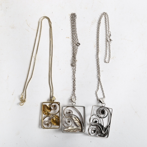 858 - 3 Danish silver and silver-gilt pendant necklaces, including 1 by Hugo Gruv