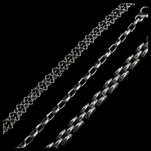 860 - A silver brick link bracelet marked 900, and 2 other silver bracelets, including 1 by Aagaard