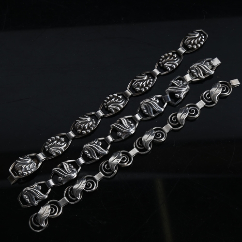 861 - 3 various stylised Danish silver bracelets, including maker's Fir Munksgaard and Georg Sorensen