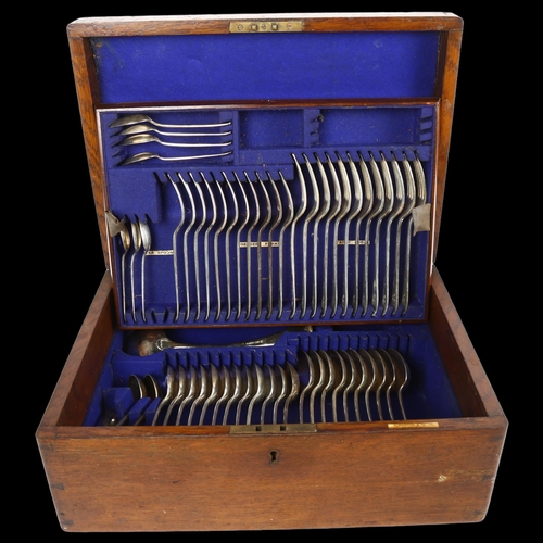 801 - ELKINGTON & CO - a part canteen of plated Old English pattern cutlery, in fitted oak canteen box