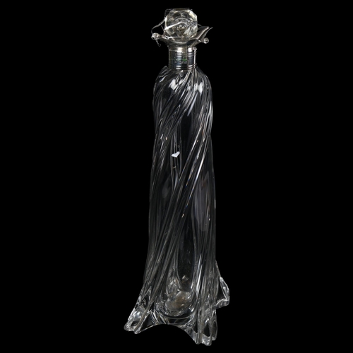 811 - A late Victorian glass decanter, with silver collar, H36cm