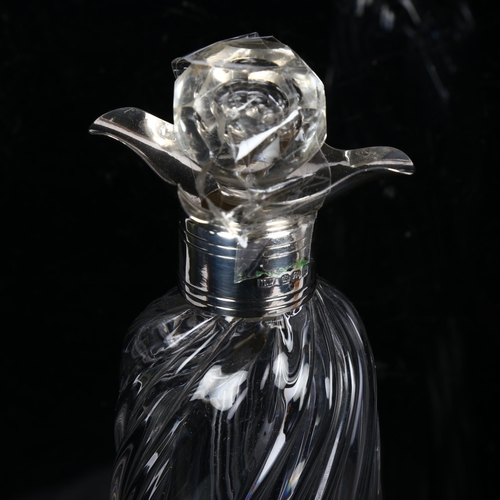 811 - A late Victorian glass decanter, with silver collar, H36cm