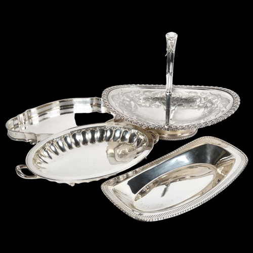 814 - Various silver plate, including swing-handled basket, tray etc