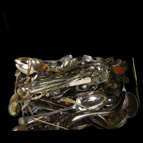 815 - A quantity of silver plated spoons, ladles, collector's spoons etc