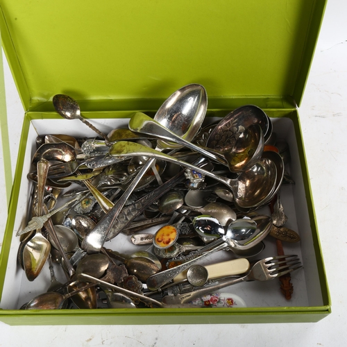 815 - A quantity of silver plated spoons, ladles, collector's spoons etc