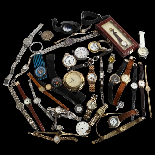 830 - A collection of lady's and gent's wristwatches, pocket watches including Elgin etc