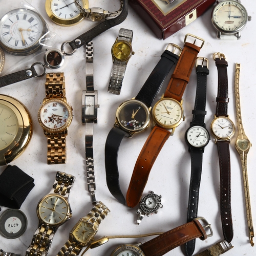 830 - A collection of lady's and gent's wristwatches, pocket watches including Elgin etc