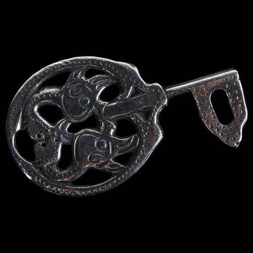 840 - DAVID ANDERSEN - a Norwegian sterling silver Viking Revival brooch with inscription to the reverse