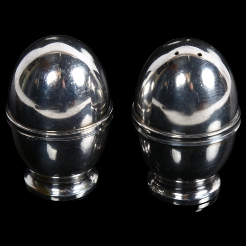 841 - A pair of Danish silver egg-shaped cruets, height 5.5cm, possibly by George Sorenson