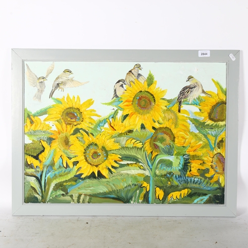 2844 - Clive Fredriksson, acrylics on board, sunflowers, 57cm x 76cm