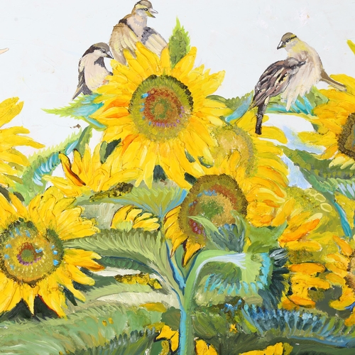 2844 - Clive Fredriksson, acrylics on board, sunflowers, 57cm x 76cm