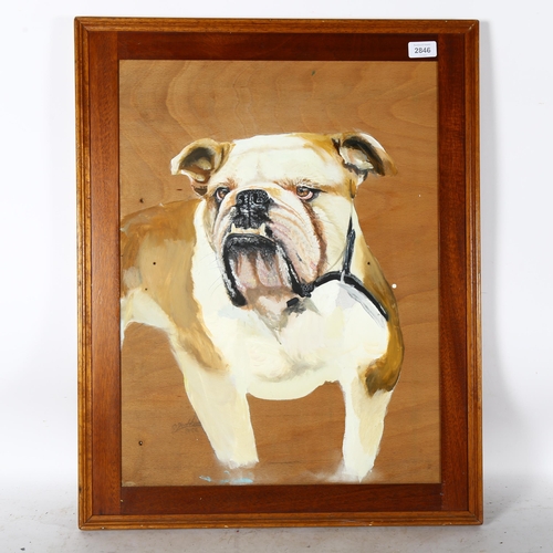 2846 - Clive Fredriksson, acrylic on board, Bulldog, 68cm x 55cm overall, framed