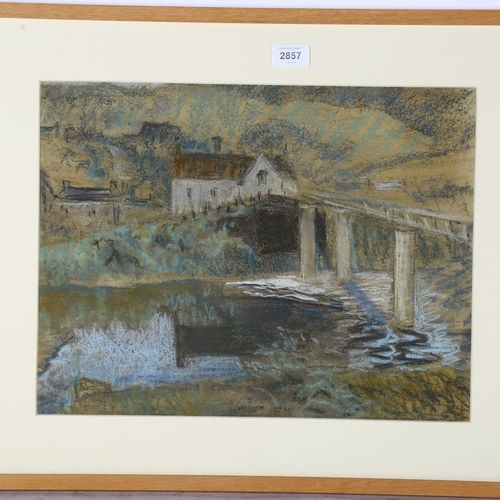 2857 - Edward Lysaght (1902 - 1997), pastels, Brockweir in the Wye Valley, 44cm x 34cm, framed