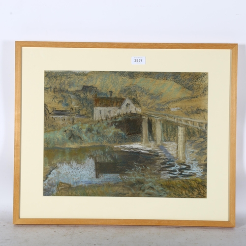 2857 - Edward Lysaght (1902 - 1997), pastels, Brockweir in the Wye Valley, 44cm x 34cm, framed