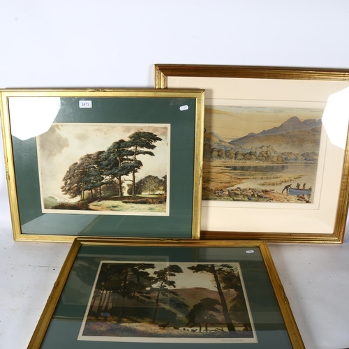 2873 - Joseph Kirkpatrick, pair of coloured lithographs, panoramic views, Sussex hilltops, watercolour figu... 