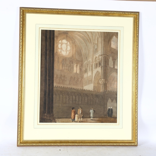 2879 - Pair of 19th century watercolours, views inside Canterbury Cathedral, unsigned, 52cm x 44cm, and 61c... 