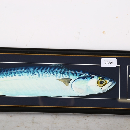 2889 - Clive Fredriksson, acrylic, mackerel and lemon, 16cm x 60cm