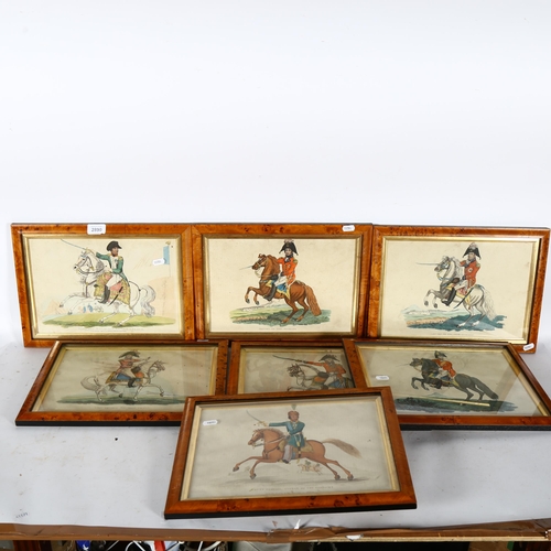 2890 - A series of 20 hand coloured prints, portraits of military subjects, all maple-framed, 28cm x 38cm o... 