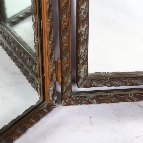 487 - A Vintage triple dressing table mirror in moulded frame, H47cm