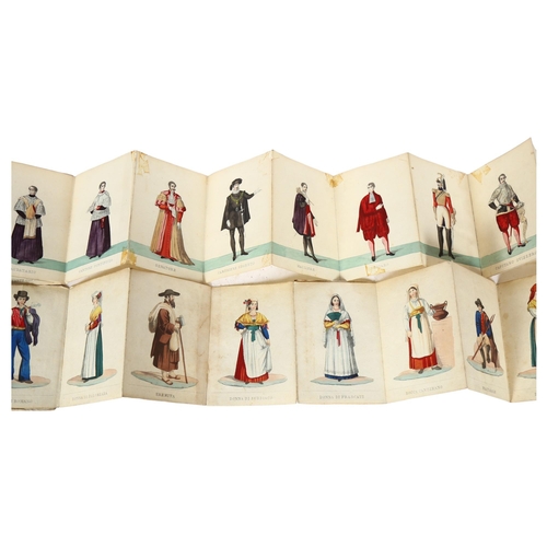 667 - A book of Italian hand coloured  engravings, each etching 11cm x 7cm and there are approximately 45 ... 