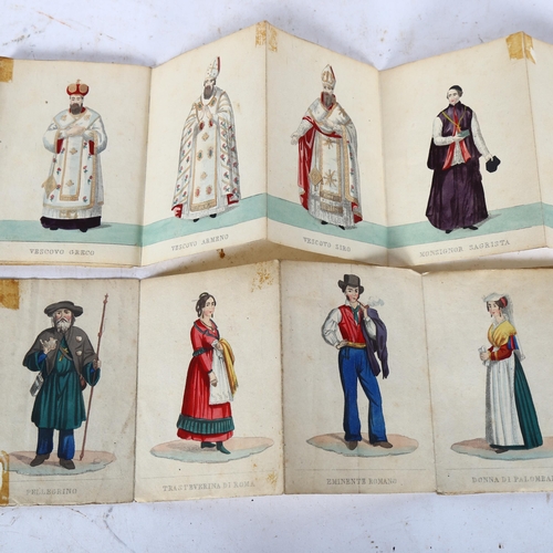 667 - A book of Italian hand coloured  engravings, each etching 11cm x 7cm and there are approximately 45 ... 