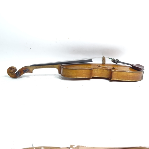 201 - An Antique violin, no labels, in hardshell case, L35cm