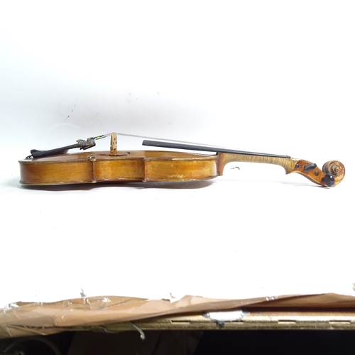 201 - An Antique violin, no labels, in hardshell case, L35cm