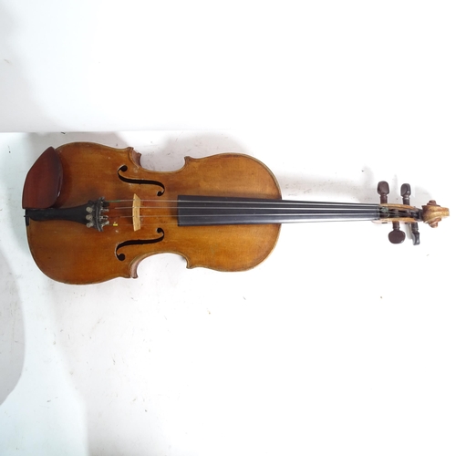 201 - An Antique violin, no labels, in hardshell case, L35cm