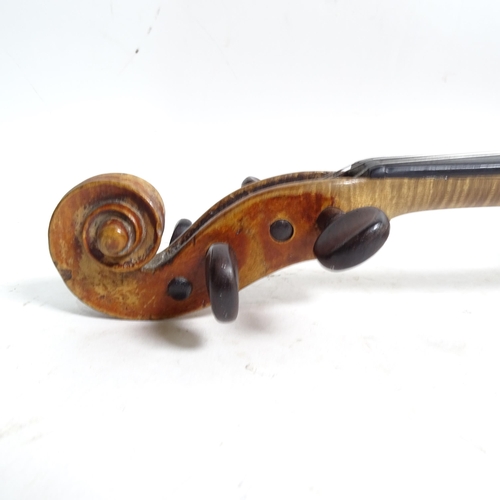 201 - An Antique violin, no labels, in hardshell case, L35cm