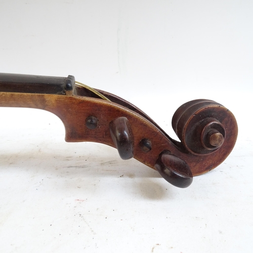 202 - An Antique violin, no labels, in a wooden case, L35cm