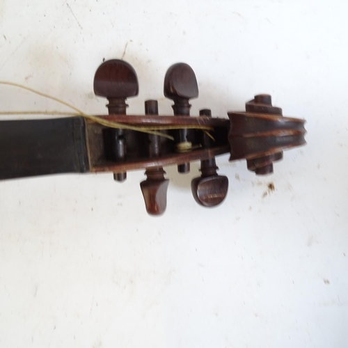 202 - An Antique violin, no labels, in a wooden case, L35cm