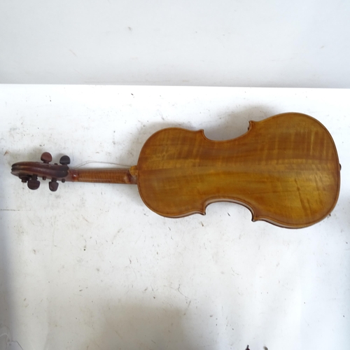 202 - An Antique violin, no labels, in a wooden case, L35cm