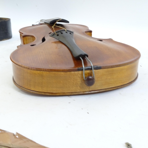 202 - An Antique violin, no labels, in a wooden case, L35cm