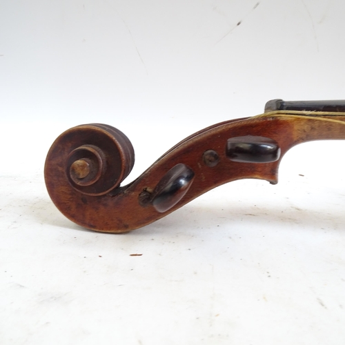 202 - An Antique violin, no labels, in a wooden case, L35cm